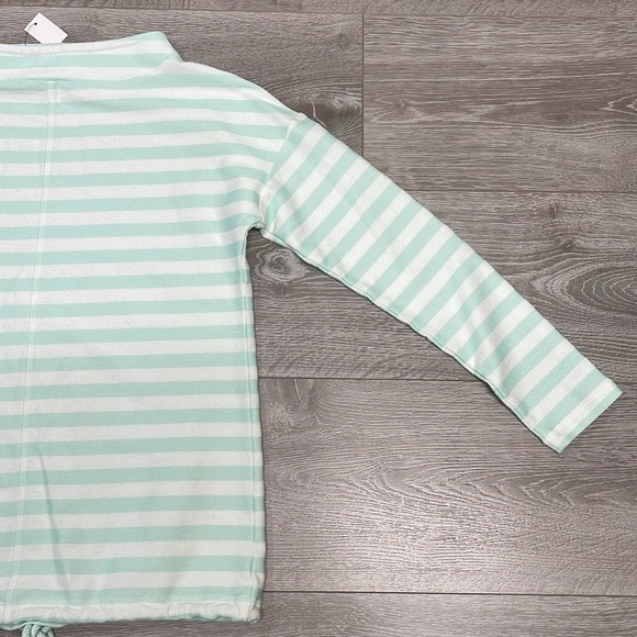 NWT T by Talbots Mint Green White Striped Mockneck Pullover Drawstring Hem XS - Picture 16 of 16